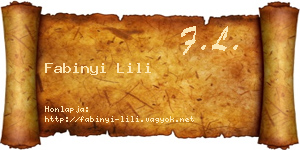 Fabinyi Lili névjegykártya